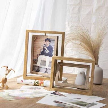 Custom rotating minimalist wooden picture frame with modern design