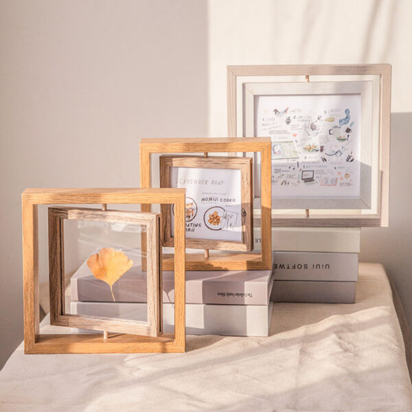 Custom rotating minimalist wooden picture frame with modern design
