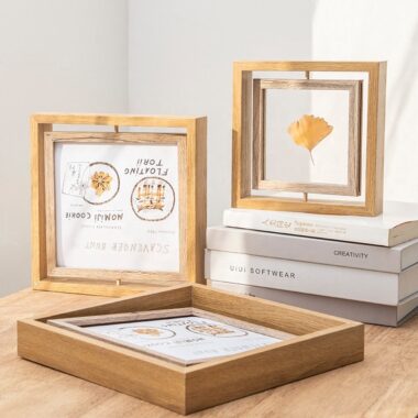 Custom rotating minimalist wooden picture frame with modern design