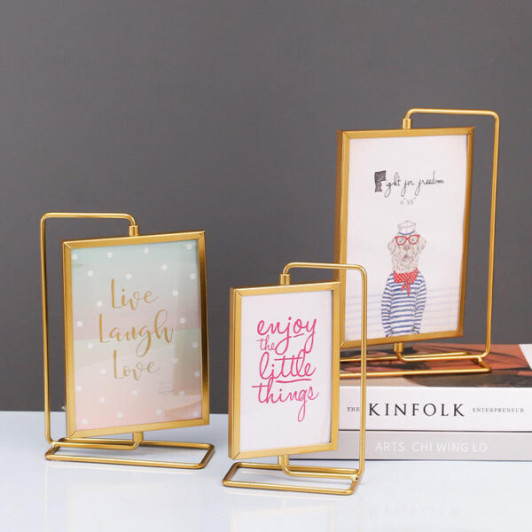 Nordic style rotating metal picture frame for modern home decor