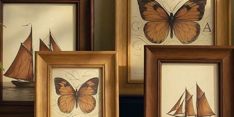 American vintage luxury solid wood wall and desktop frame