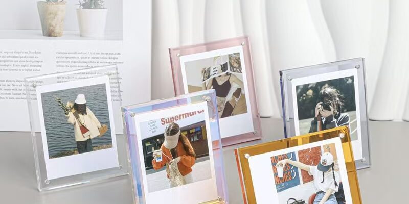 Clear transparent acrylic frame for clean tabletop display