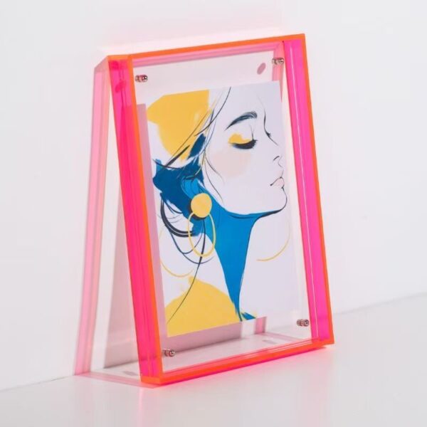 Custom transparent color acrylic frame for desktop and wall use