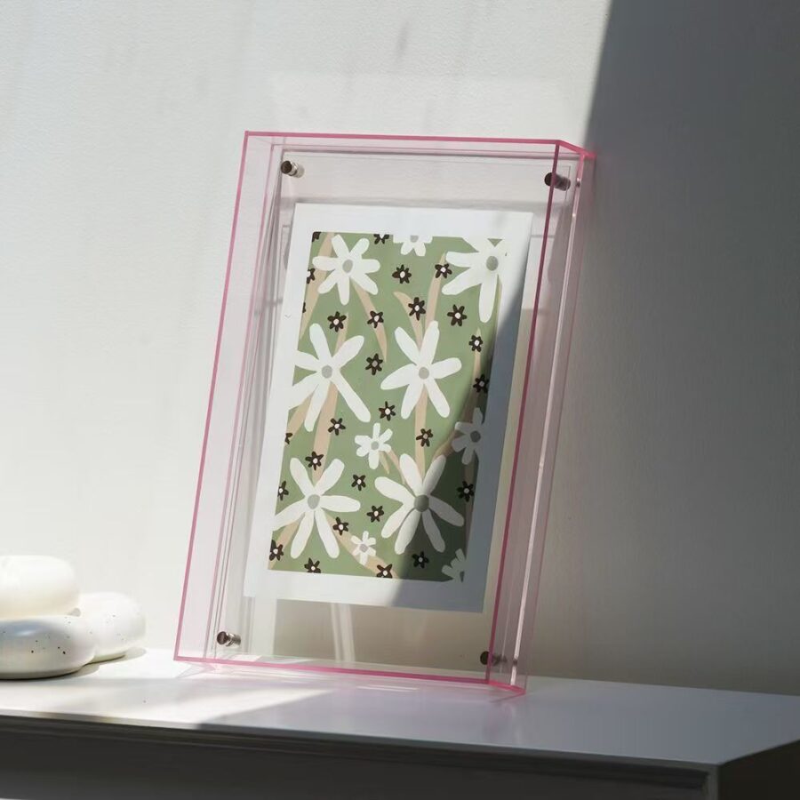 Custom acrylic frame for desktop and wall advertising poster display