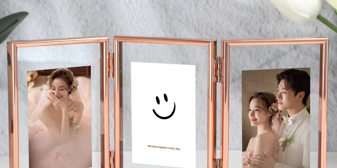 Custom foldable modular minimalist metal picture frame display