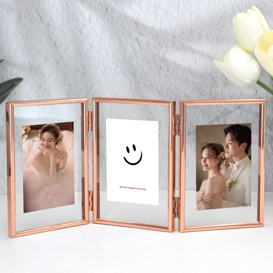 Custom foldable modular minimalist metal picture frame display