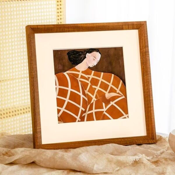 Custom square wood wall-mounted frame for home décor display