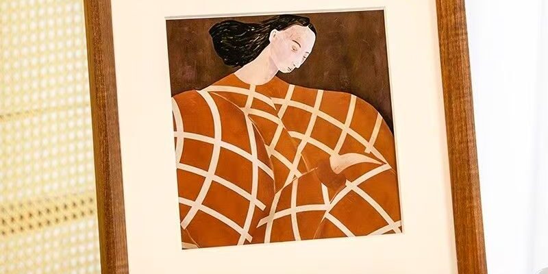 Custom square wood wall-mounted frame for home décor display