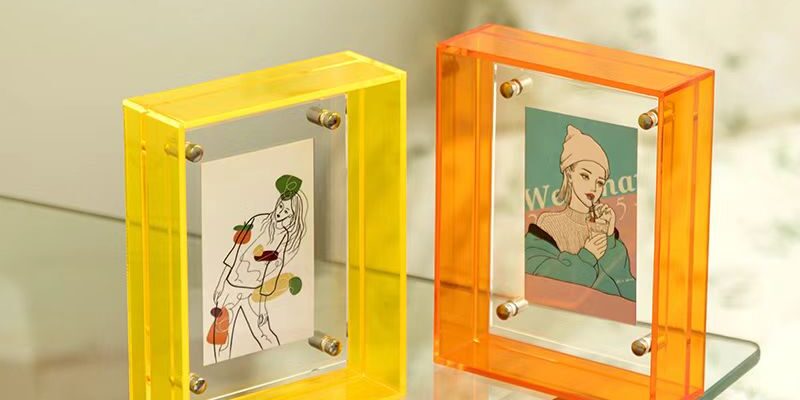 Custom transparent colored acrylic frame for creative display