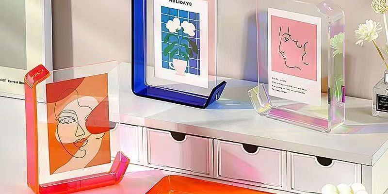 L-shaped double-sided transparent colored acrylic display frame