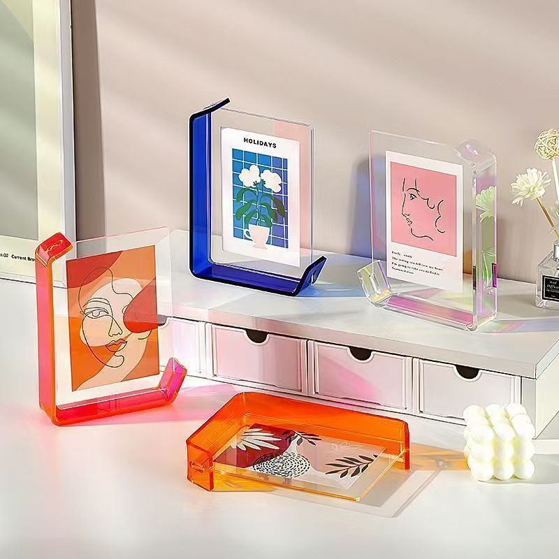 L-shaped double-sided transparent colored acrylic display frame