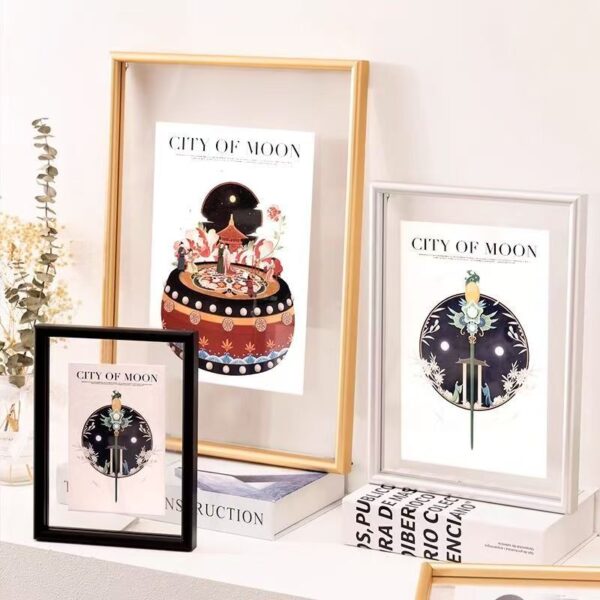 Luxury double-sided transparent metal frame for wall and desktop