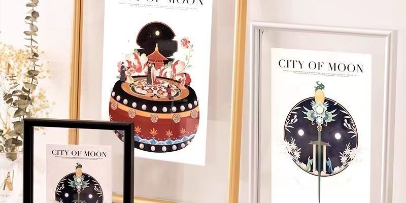 Luxury double-sided transparent metal frame for wall and desktop