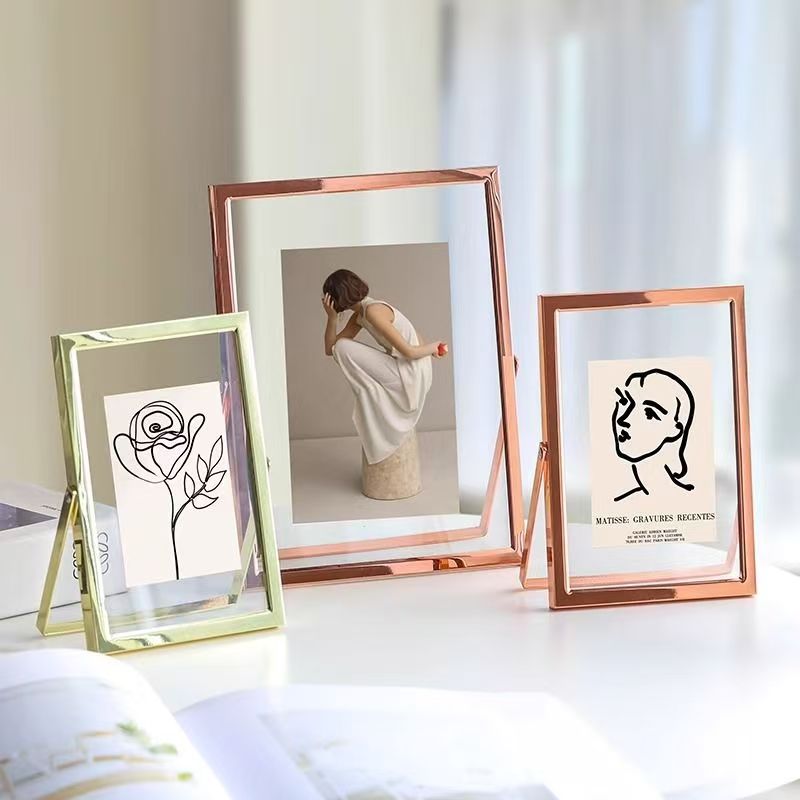 Luxury double-sided transparent metal frame for modern décor