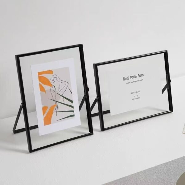 Modern double-sided transparent metal frame for luxury display