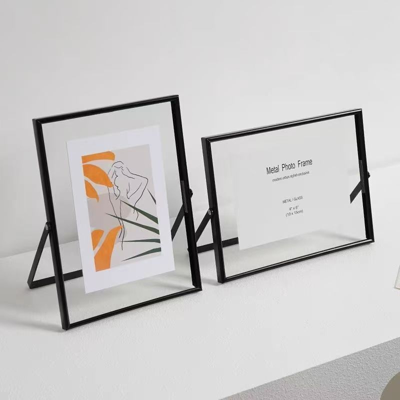 Modern double-sided transparent metal frame for luxury display