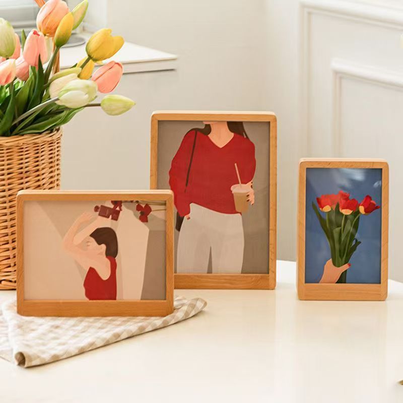 Nordic trapezoid solid wood decorative desktop picture frame